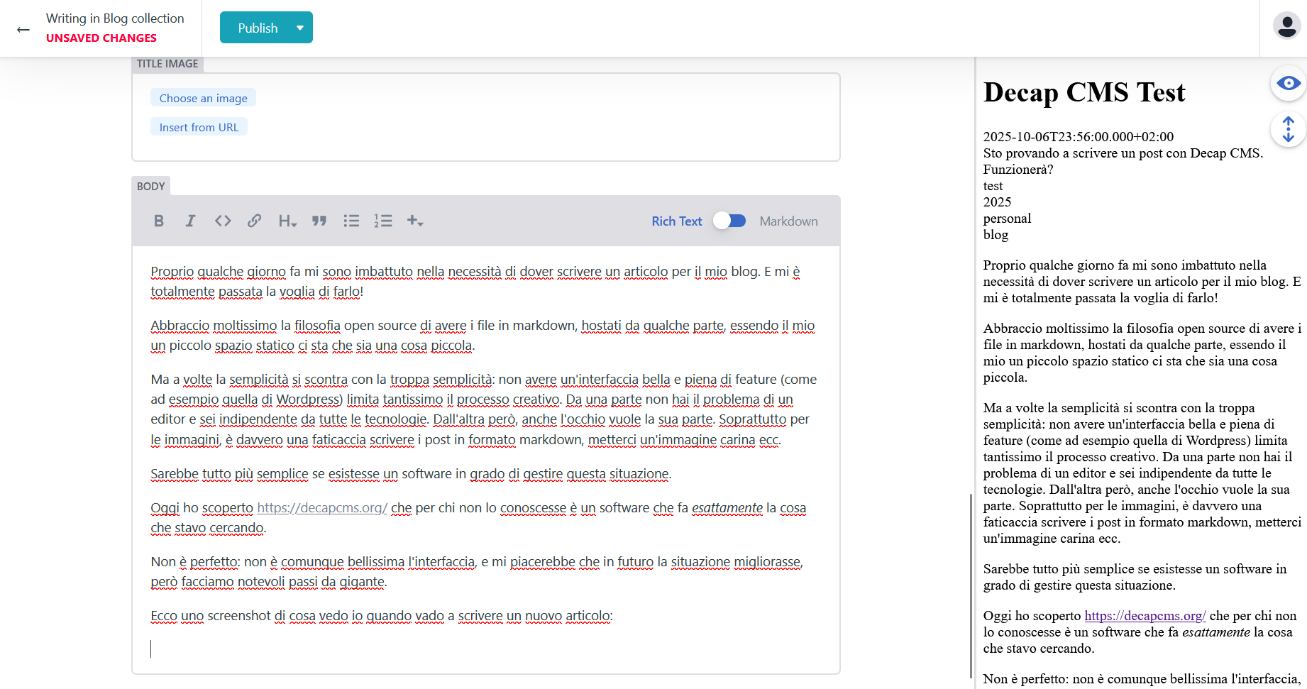 decap cms screenshot